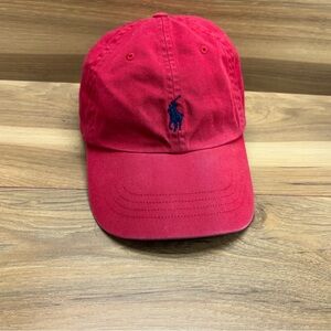 Polo by Ralph Lauren Red Baseball Cap with Navy Polo Logo